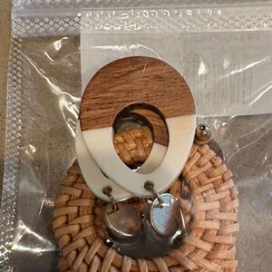 Amazon Two-Tone Wood and Silver Earrings